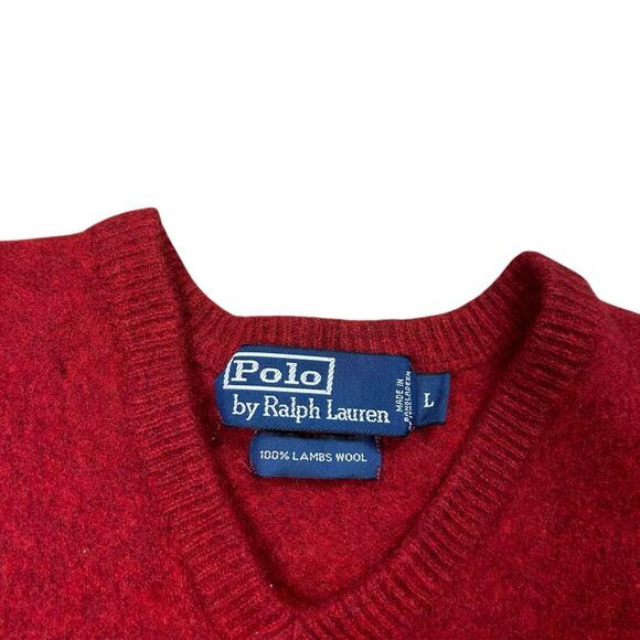 Polo by Ralph Lauren Vintage 90’s Red Lambs Wool Sweater - Picture 5 of 6